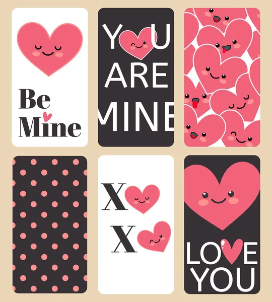 Happy Valentines Day greating card set. I love you — Stock Photo, Image