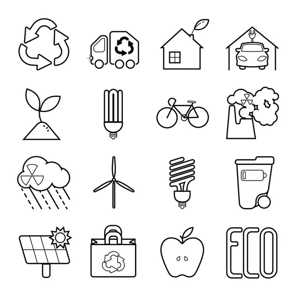 Semplice set di icone della linea Eco Related . — Foto Stock