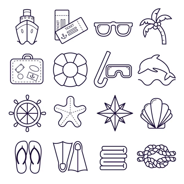 Conjunto de iconos marinos. iconos aislados sobre fondo blanco . —  Fotos de Stock