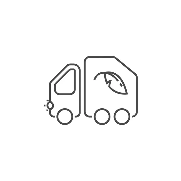 Müllwagen-Vektor dünne Linie Symbol. — Stockvektor