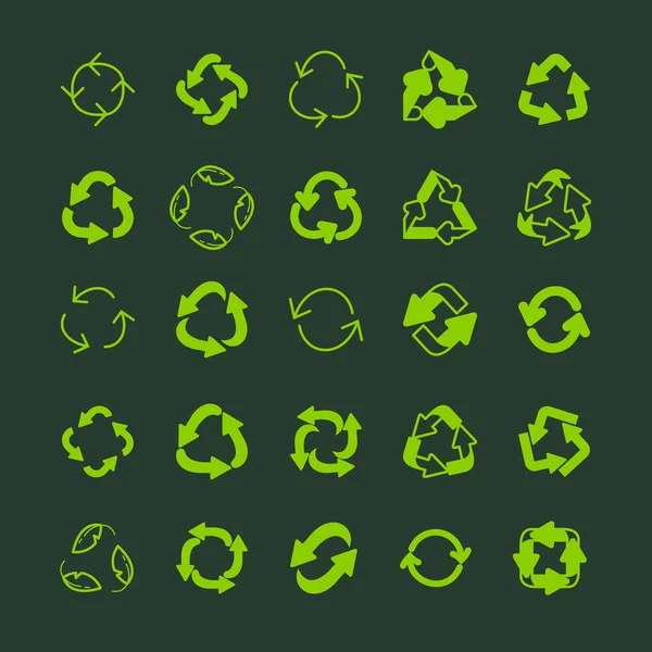 Recycling ecology thin line vector icon set. — Stock Vector