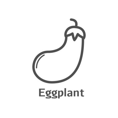 Patlıcan ince çizgi vektör simgesi. Patlıcan sebze doğrusal stil menü, etiket, logo için izole. Basit Vejetaryen Gıda işareti