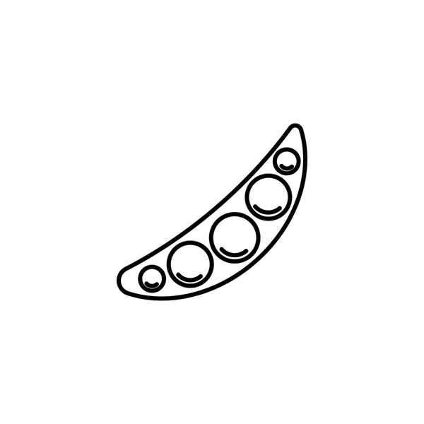 Bezelye simgesi sebze logo, bir elmanın yarısı vektör. İnce çizgi sanat tasarım, anahat illüstrasyon — Stok Vektör