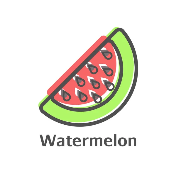 Arbuz cienka linia wektor ikona. Melon na białym tle owoce leśne liniowy styl menu, etykiet, logo. Proste wegetariańskie jedzenie znak — Wektor stockowy