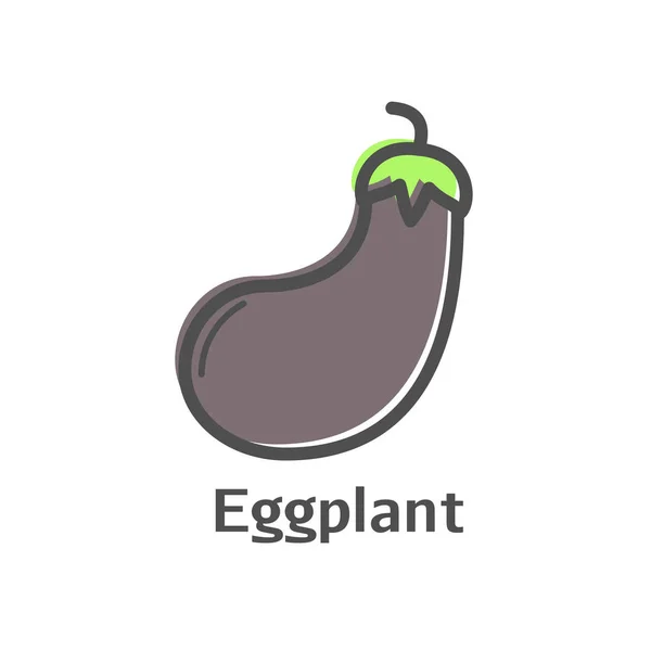 Icône vectorielle ligne mince aubergine. Style linéaire végétal d'aubergine isolé pour menu, étiquette, logo. Panneau alimentaire végétarien simple — Image vectorielle