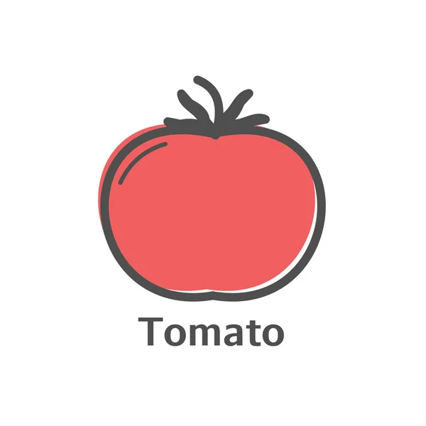 Ícone vetorial de linha fina de tomate. Vegetais isolados estilo linear para menu, rótulo, logotipo. Sinal de comida vegetariana simples —  Vetores de Stock