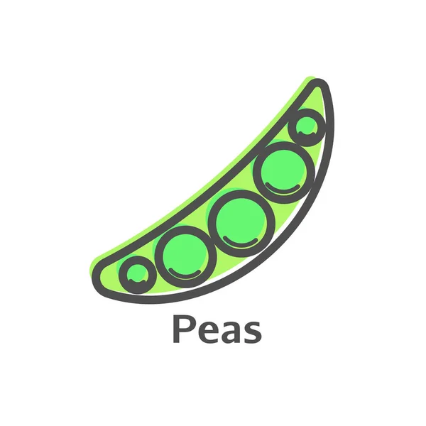 矢量图标豌豆蔬菜标志，一个豆荚里的豌豆。细线艺术设计，大纲图 — 图库矢量图片
