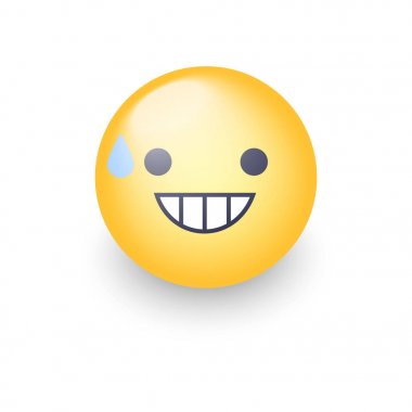 Güler yüz ile açık ağız ve soğuk ter. Gülümseyen ifade ruh hali.