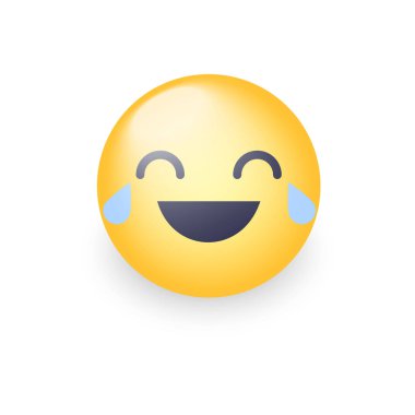 Smiley ile sevinç gözyaşları gülüyor. Mutlu çizgi film güçlü duygu. Emoji yüz gülmek ve ağlamak