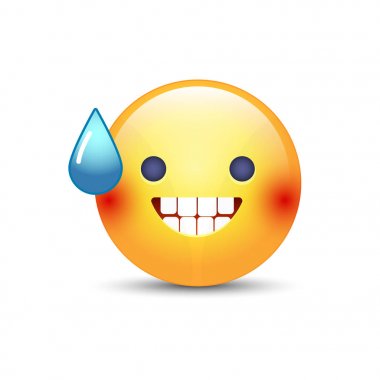 Güler yüz ile açık ağız ve soğuk ter. Gülümseyen ifade ruh hali.