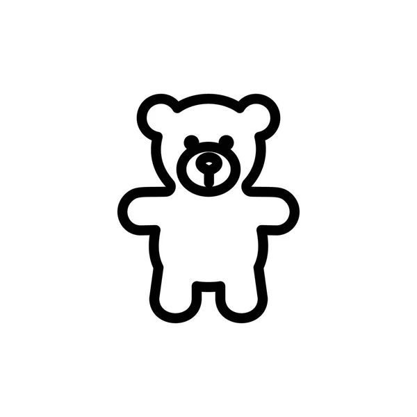Teddy bear plush thin line icon. Outline symbol baby soft toy for the design of children's webstie and mobile applications. Outline stroke kid cute teddybear pictogram — Stock Vector