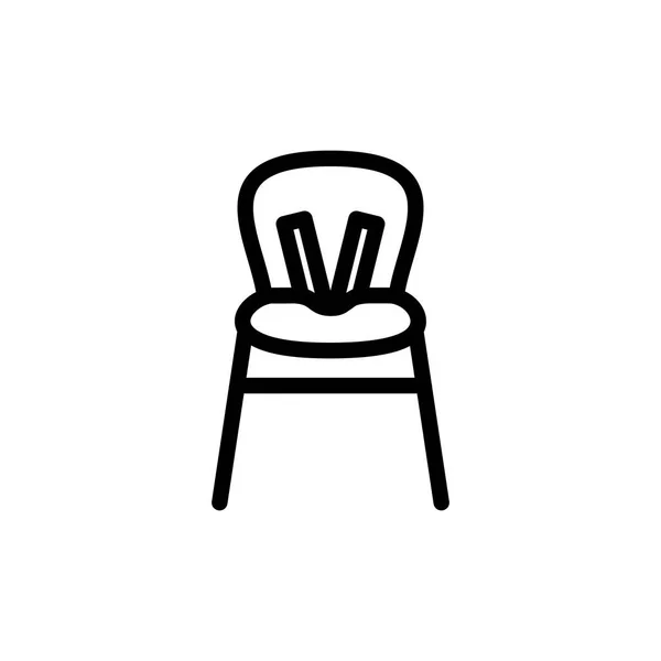 Cadeira alta bebê ícone de linha fina. Cadeira alta do miúdo do símbolo do esboço para alimentar-se para o projeto do webstie das crianças e das aplicações móveis. Esboço pictogramas de criança acidente vascular cerebral. Dispositivo de segurança do bebê na cozinha —  Vetores de Stock