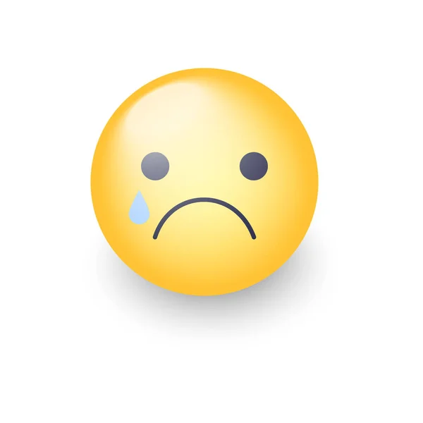 Disappointed emoji face. Crying vector cartoon smiley. Sad emoticon mood. — Stock Vector