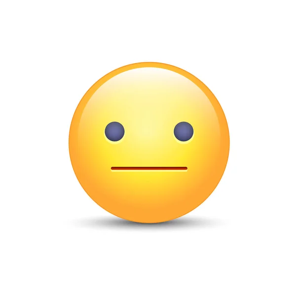 Onverschillig emoji cartoon icoon. Zonder expressie emoticon gezicht. Neutrale smiley stemming. — Stockvector