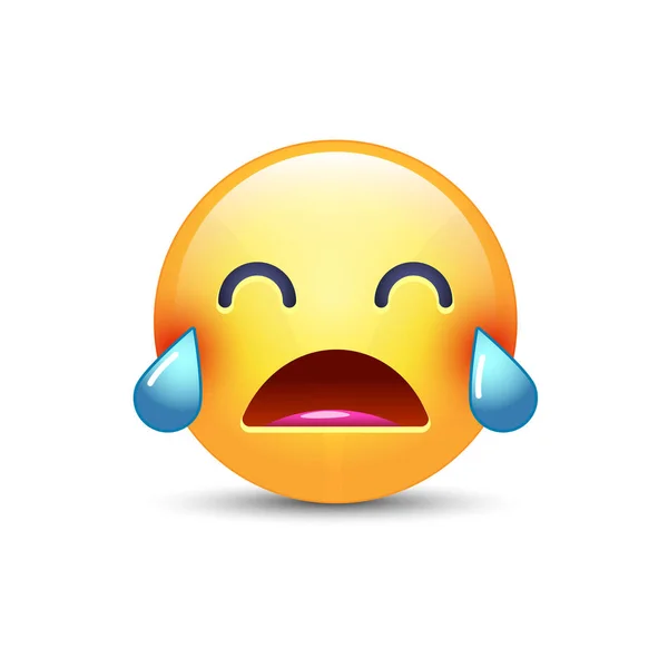 Δυνατά κλάμα emoji. Ο Γελαστούλης με κλειστά τα μάτια και δάκρυα. Κλάμα λυπημένη φατσούλα για εφαρμογή και συνομιλία — Διανυσματικό Αρχείο