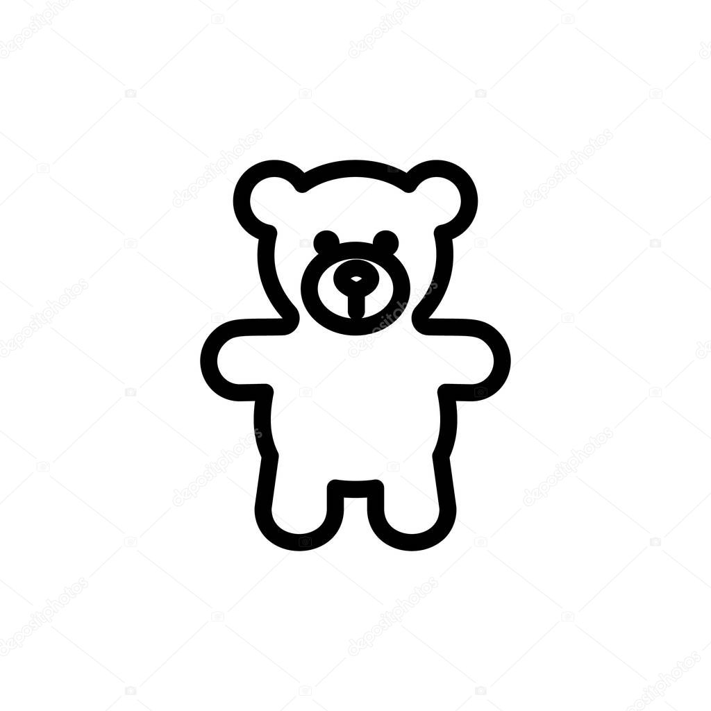 Teddy bear plush thin line icon. Outline symbol baby soft toy for the design of children's webstie and mobile applications. Outline stroke kid cute teddybear pictogram