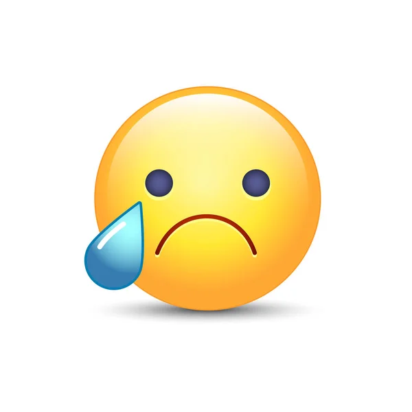 Hayal kırıklığına emoji yüz. Vektör karikatür gülen ağlayan. Üzgün ifade ruh hali. — Stok Vektör