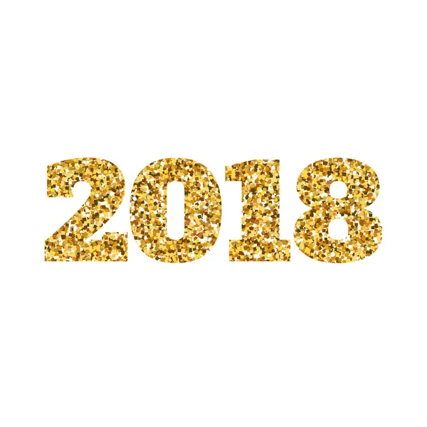 Mutlu yeni yıl 2018. Altın glitter parçacıklar ve parıldıyor. Tatil vektör tasarım öğesi takvim, yeni yıl eğlencesi daveti, kart, poster, afiş, web için