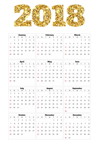 Takvim 2018 yıl basit tarzı. Pazar hafta başlıyor