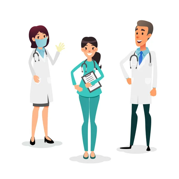 Doctors and nurses team. Cartoon medical staff. Medical team concept. Surgeon, nurse and therapist on hospital. Professional health workers. — Stock Photo, Image