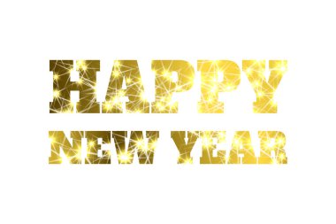Mutlu yeni yıl 2019. Altın glitter parçacıklar ve parıldıyor. Tatil vektör tasarım öğesi takvim, yeni yıl eğlencesi daveti, kart, poster, afiş, web için
