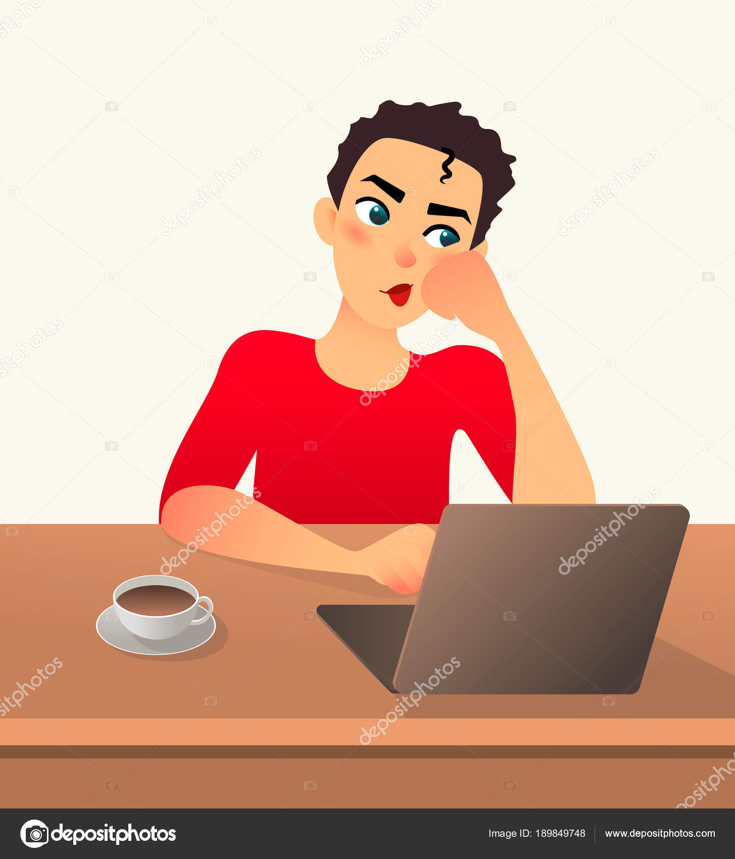 Chica freelancer aburrida. Una joven trabaja en casa