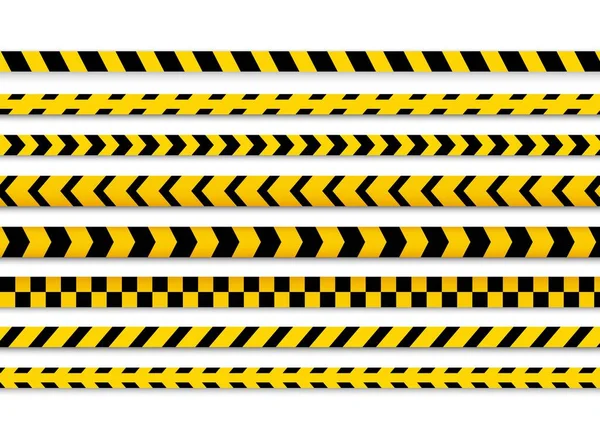 Police caution danger line. Warning barrier. Barricade tape, Do not cross — Stock Vector