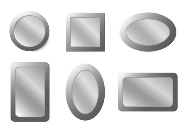 Espejo realista. Espejos realistas vectoriales con reflejo borroso — Archivo Imágenes Vectoriales
