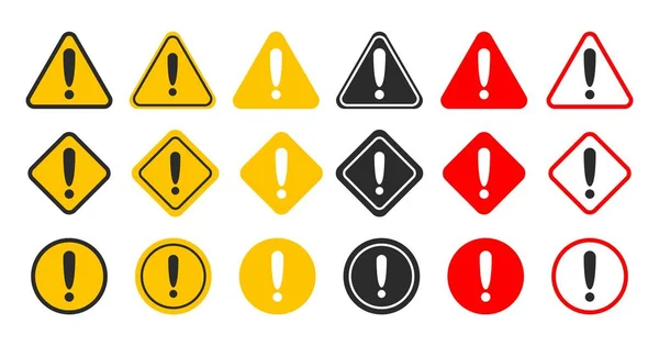 Attenzione allarme impostato. Collezione di segni di pericolo. Icona del vettore di attenzione . — Vettoriale Stock