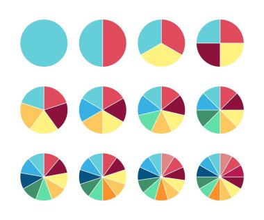 Pie circle chart. 12 section. Vector circle graph for infographic. clipart