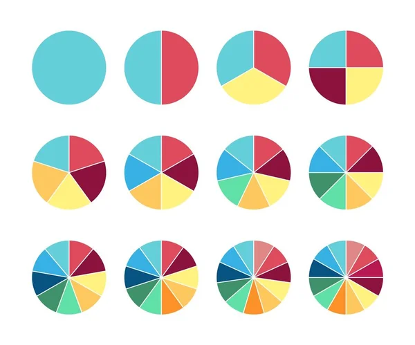 Diagrama circular de pastel. Sección 12. Gráfico de círculo vectorial para infografía . — Vector de stock