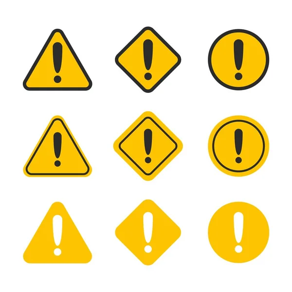 Caution alarm set. Danger sign collection. Attention vector icon. — Stock Vector