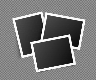 Fotoğraf kolajı. Geçmişe dönük gerçekçi fotoğraflar. Boş fotoğraf çerçeveleri