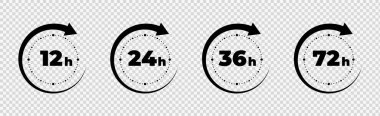 Saat oku 12, 16, 24, 48, 72. Servis servis servis zaman simgelerinin kümesi.
