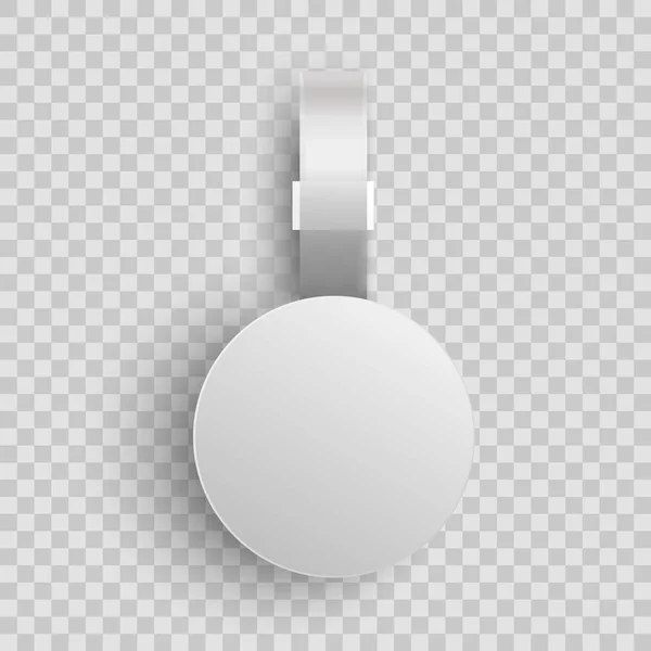 Wobbler mockup. White blank dangler. Supermarket plastic tag on shelf — 스톡 벡터