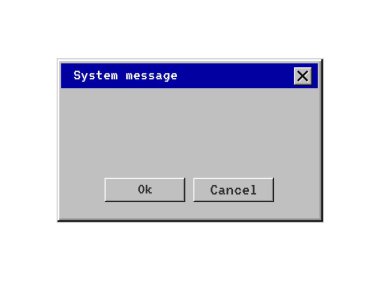 Retro computer window. Old user interface warning message. Retro browser and error message popup