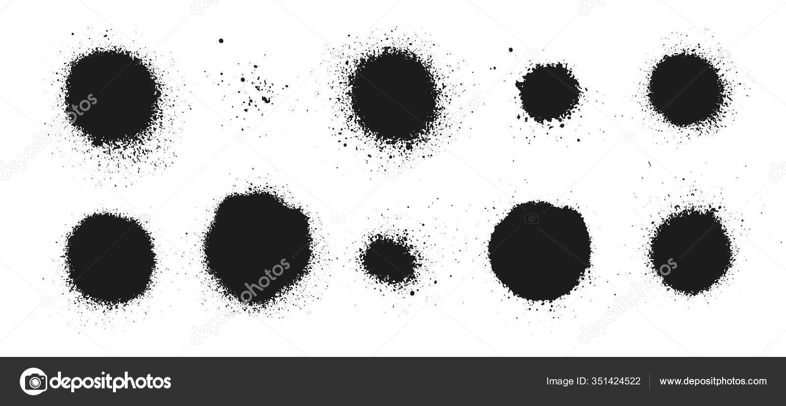 Black Paint Spray Graffiti with Splatter and Drips, Vectors