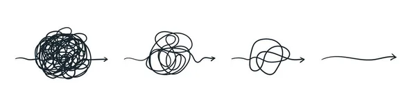 Ligne complexe. C'est compliqué. Concept de ballon désordonné. Processus vectoriel d'idée de chargement . — Image vectorielle