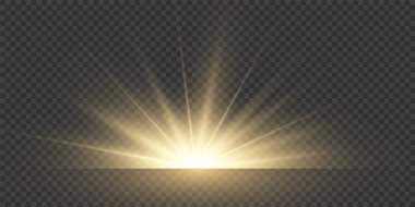 Sun light flare. Sunshine glowing effect. Vector sunrise shine. clipart