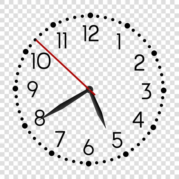 Reloj de pared de oficina realista. Reloj redondo negro. Alarma vectorial temporizador vectorial moderno — Vector de stock