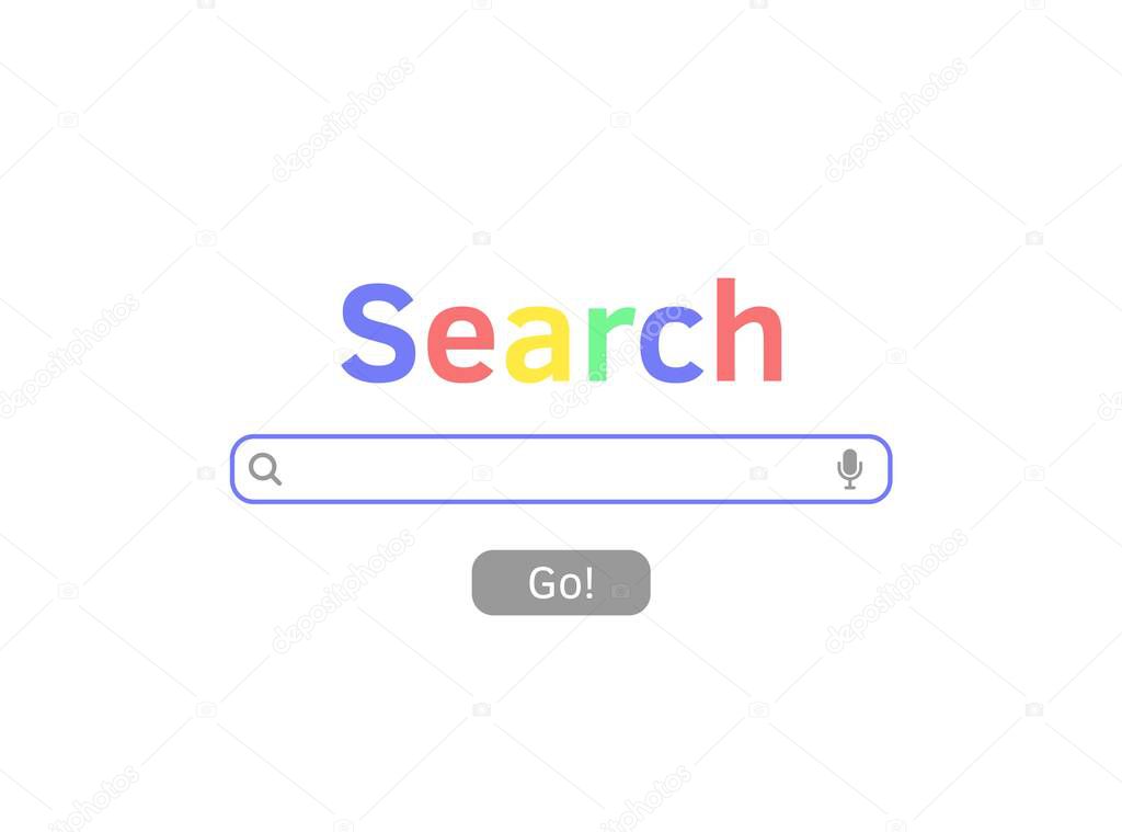 Search bar. Internet web page. Vector browser. Flat window page.