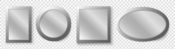 Реалистичный зеркальный набор. Векторные реалистичные зеркала с размытым отражением — стоковый вектор