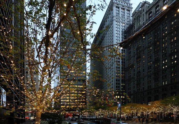 New York, Usa - 15 Kasım 2017: Sokaklarda Noel havası. Yılbaşı kutlamaları için ışıklar ve süslemeler