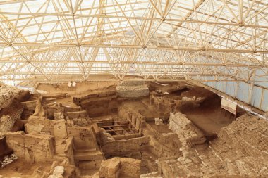 Excavations of Site of Catalhoyuk. It was a huge Neolithic and Chalcolithic settlement in southern Anatolia, Turkey. UNESCO World Heritage Site