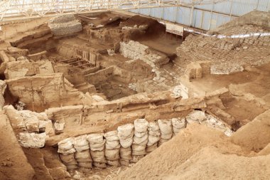 Excavations of Site of Catalhoyuk. It was a huge Neolithic and Chalcolithic settlement in southern Anatolia, Turkey. UNESCO World Heritage Site