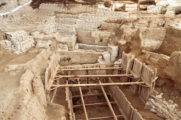 Excavations of Site of Catalhoyuk. It was a huge Neolithic and Chalcolithic settlement in southern Anatolia, Turkey. UNESCO World Heritage Site