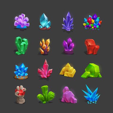 Set of cartoon crystals clipart