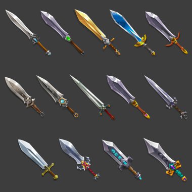 Collection of decoration weapon for games clipart
