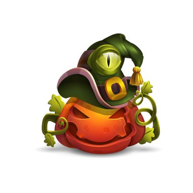 Cadılar Bayramı Balkabağı karikatür şapka ile 