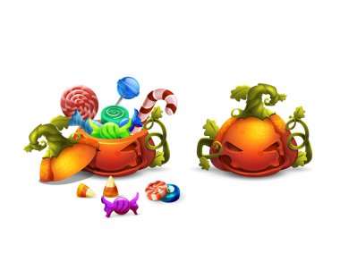 Mutlu Cadılar Bayramı şeker ve şekerleme simgeler 